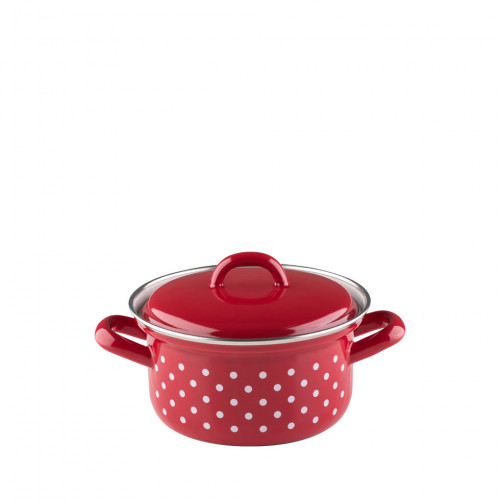 Riess Country Pünktchen Rot Kasserolle 12 cm / 0,5 L - Emaille