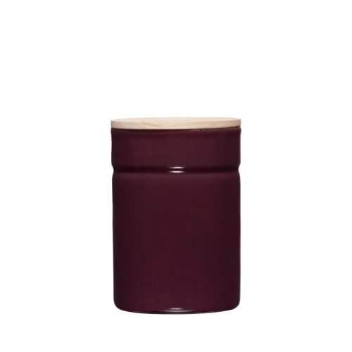 Riess Kitchen Management Storage Can 0.52 L Dark Aubergine - Enamel with Ash Wood Lid