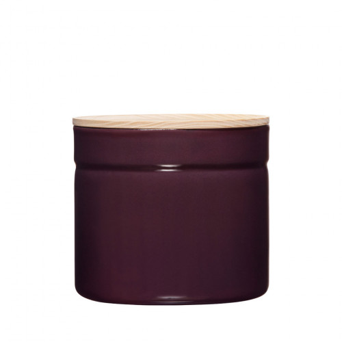 Riess Kitchen Management Storage Can 1.35 L Dark Aubergine - Enamel with Ash Wood Lid