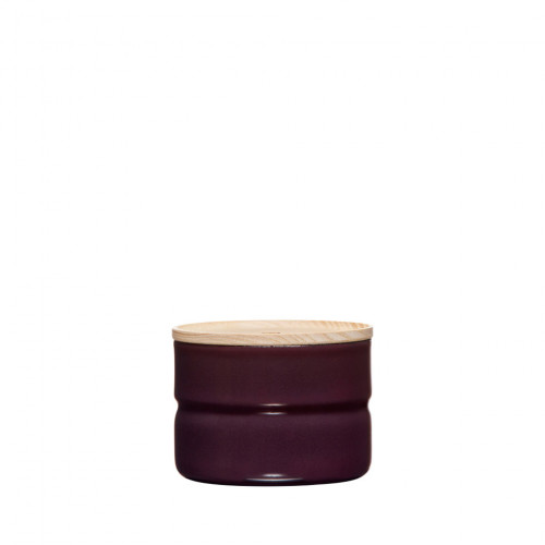 Riess Kitchen Management Storage Can 0.23 L Dark Aubergine - Enamel with Ash Wood Lid