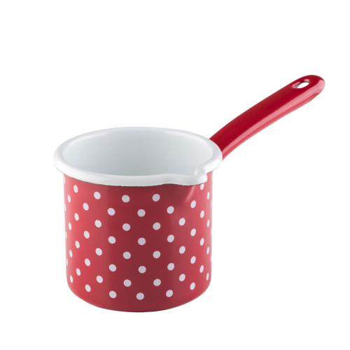 Riess Country Red Polka Dot Beak Pot with Handle 10 cm / 0.75 L - Enamel